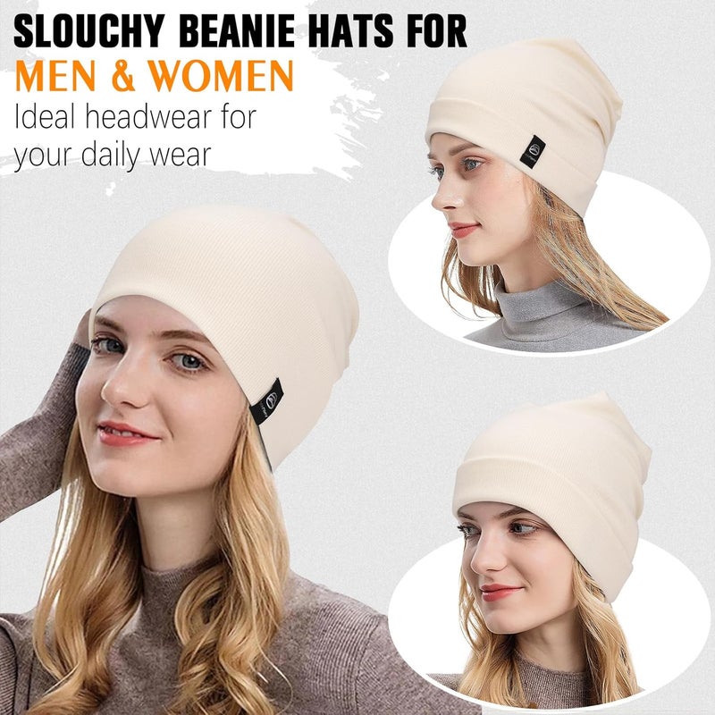 YANIKY Slouchy Beanie for Women, Mens Soft Cotton Beanie Hat, Double Layer Windproof Skull Cap for All Seasons - Image 3